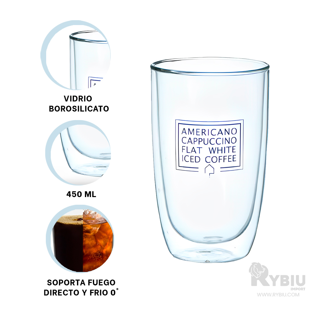 TAZA UTIL SIN ASA FRAPPUCINO 450ML RYBIU 557 +BANDERITAS ADHESIVAS - 1