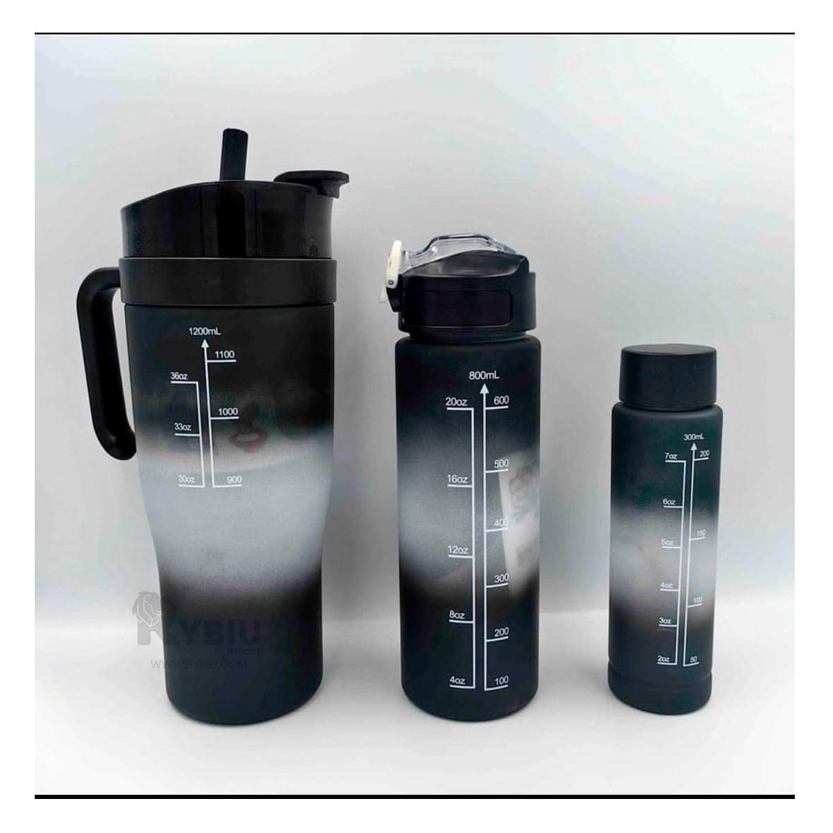 BOTELLAS RYBIU CO30088 CON DIFERENCIAS NEGRO 3 UNIDADES + GIFT STICKERS - 4