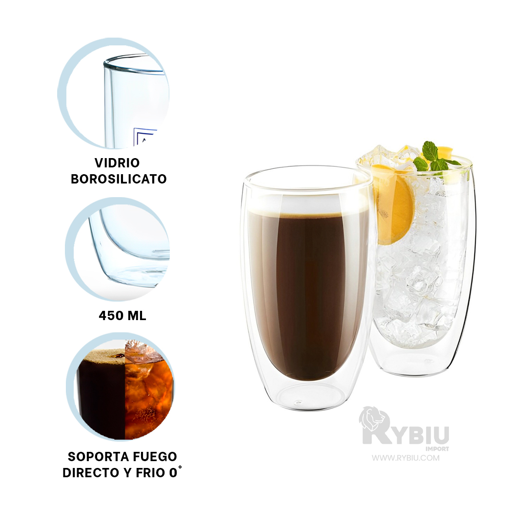 TAZA UTIL SIN ASA DE DOBLE CAPA 400ML RYBIU 560 +BANDERITAS ADHESIVAS - 1