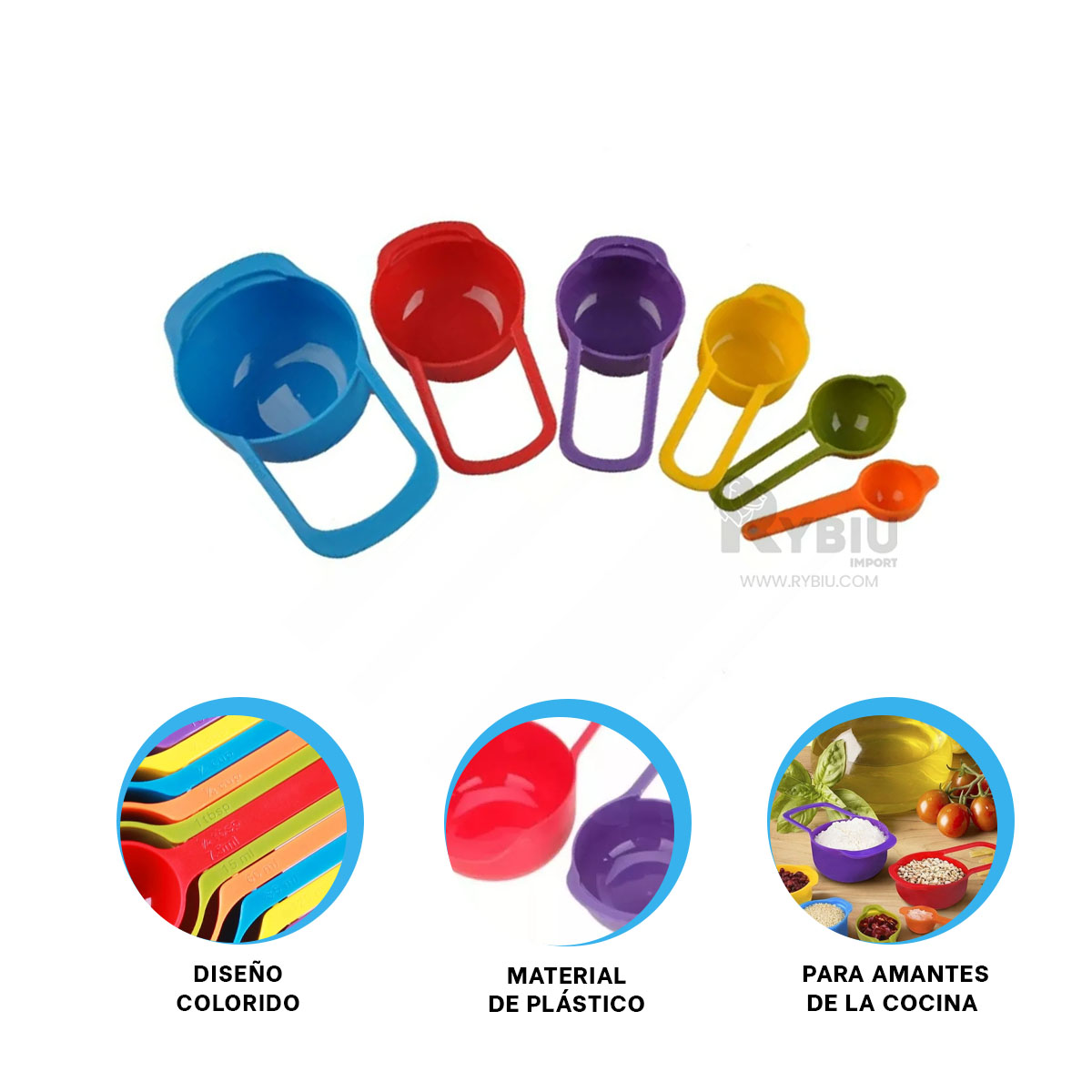 TAZA MEDIDORA RYBIU CO30170 MULTICOLOR KIT MEDIDORES + ENVOLTORIO REGALO - 2