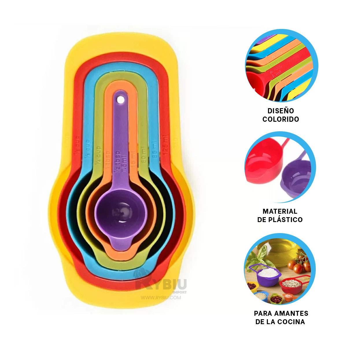 TAZA MEDIDORA RYBIU CO30170 MULTICOLOR KIT MEDIDORES + ENVOLTORIO REGALO - 3