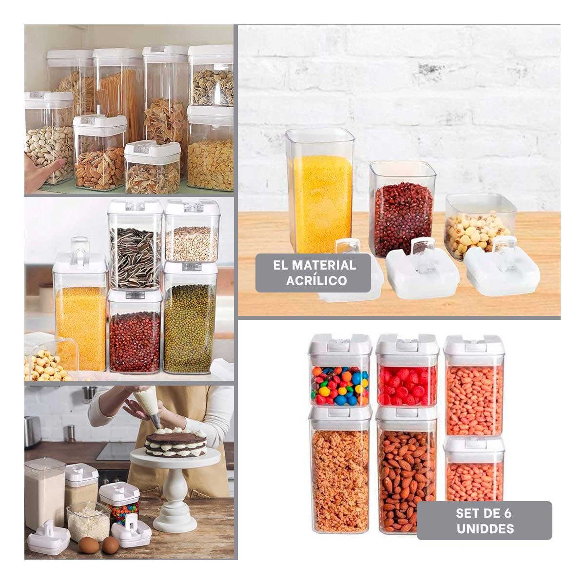 PACK 6 CONTENEDOR RYBIU CO30375 BLANCO ENVASE PIEZAS TAPA BLANCA + LIGAS REGALO - 5