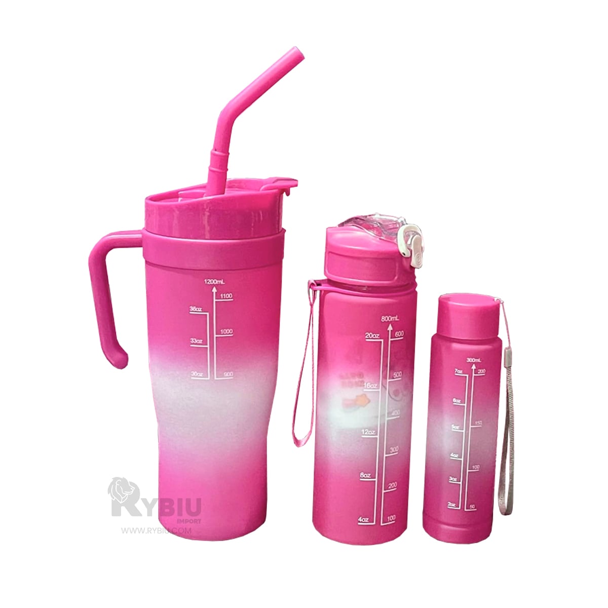 BOTELLA RYBIU CO30086 TRIO MULTIFUNCIONAL FUCSIA + BANDERITAS ADHESIVAS - 2