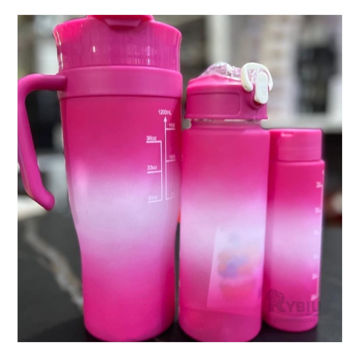 RECIPIENTES RYBIU CO30086 CON STICKER FUCSIA 3 UNIDADES + REGALO STICKERS - 1