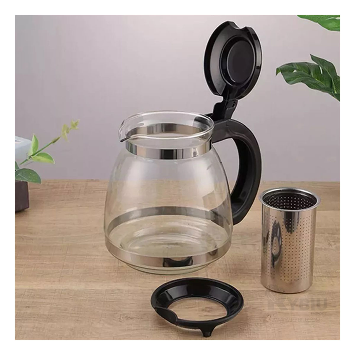 INFUSOR RYBIU CO30489 NEGRO 1500 ML UTIL VIDRIO + BANDERITAS ADHESIVAS - 2