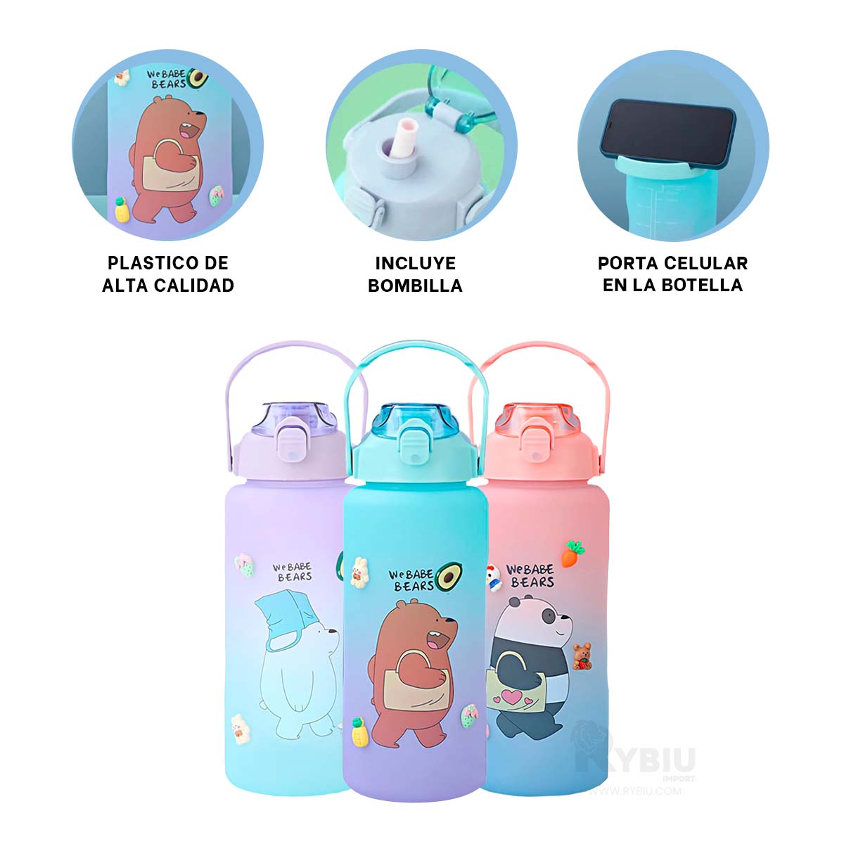 BOTELLA RYBIU CO30494 2L DINAMICA OSO MULTICOLOR + GIFT STICKERS - 1