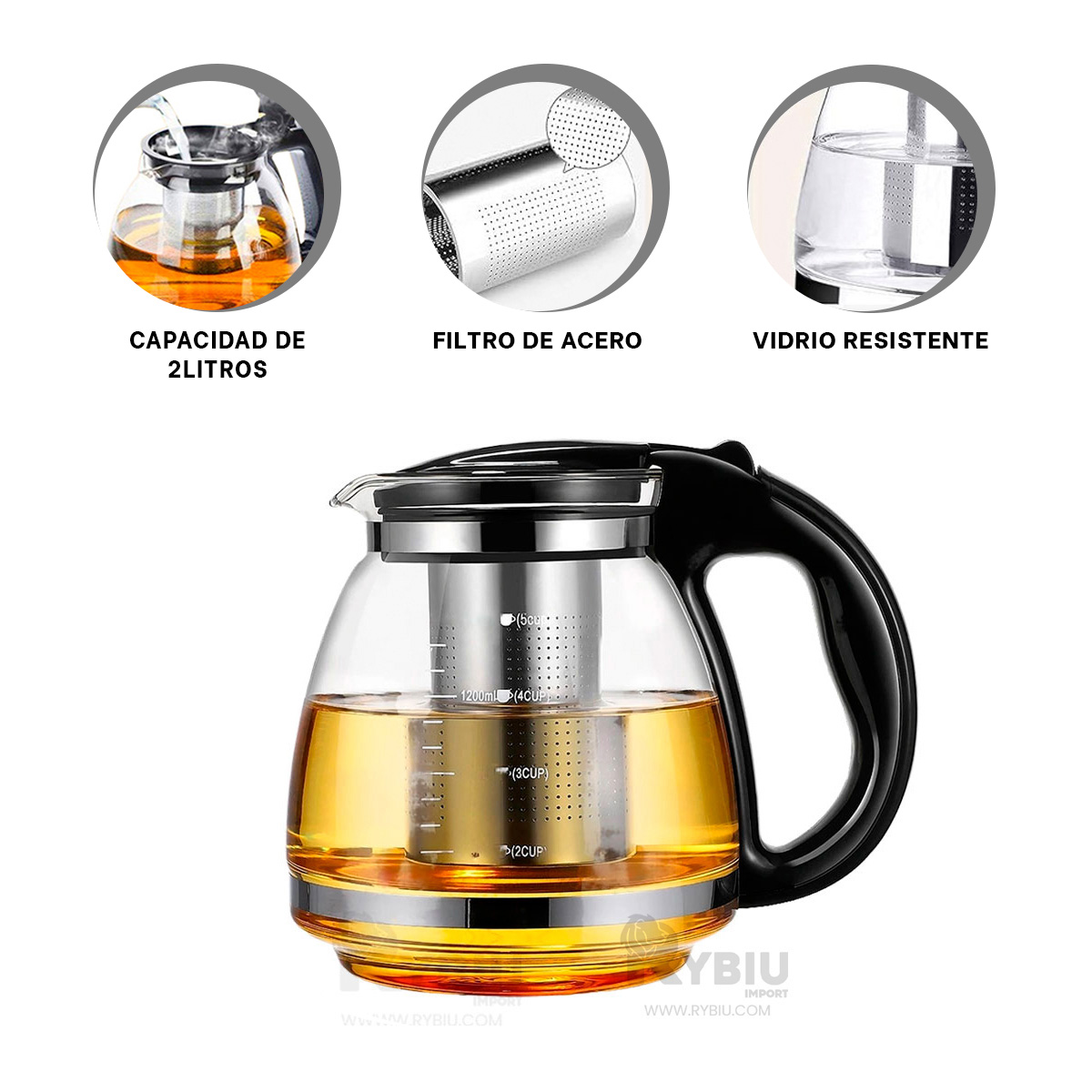CALDERA RYBIU CO30490 NEGRO 2L MODERNO Y FUNCIONAL + GIFT STICKERS - 4