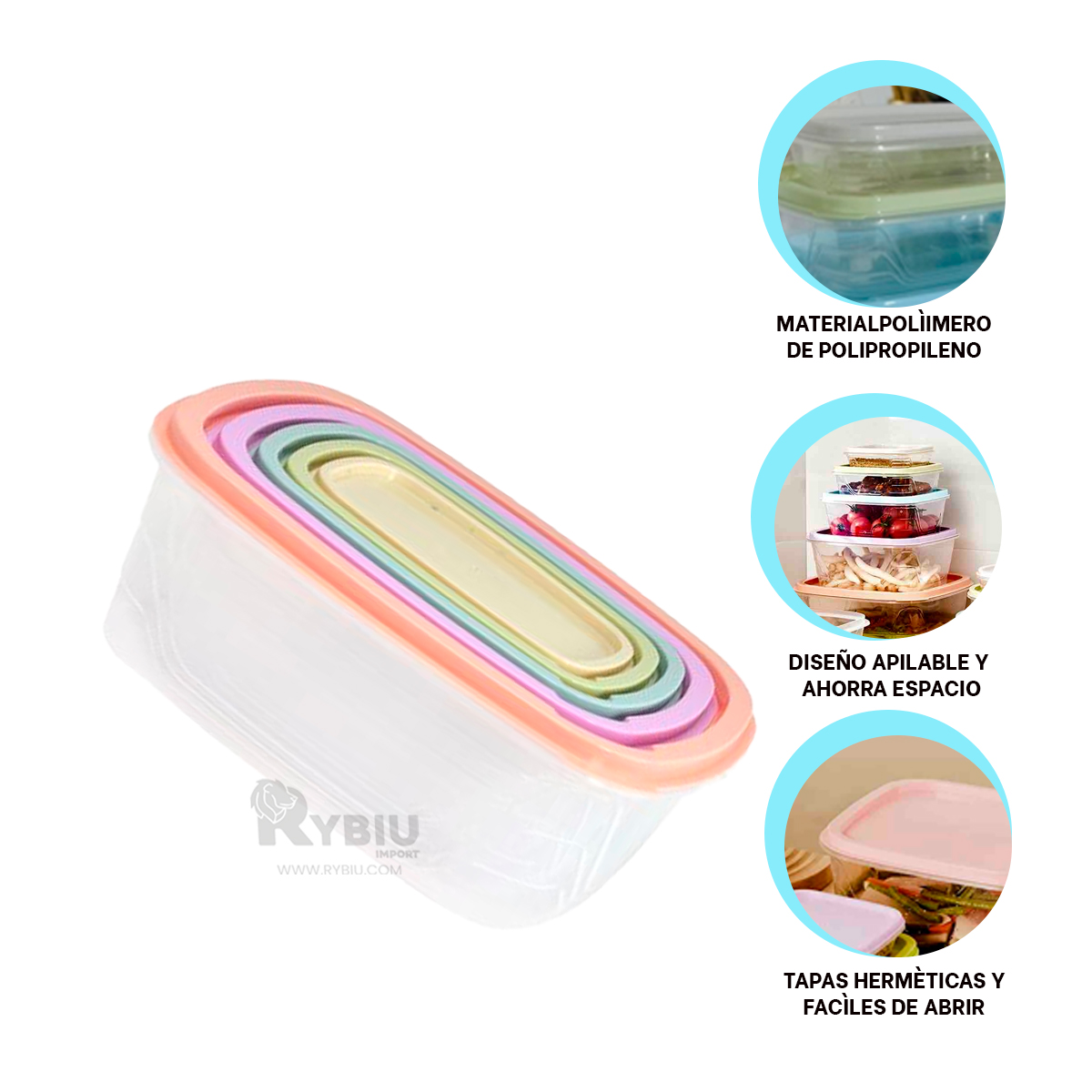 KIT DE POTES RYBIU CO30467 MULTICOLOR +ENVOLTORIO DE REGALO - 3