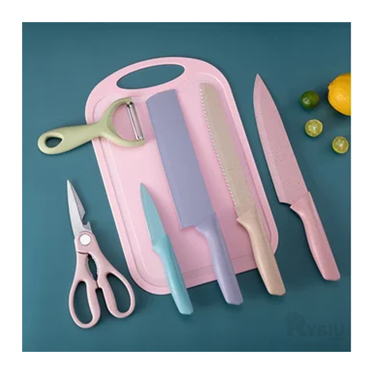 KIT RYBIU INNOVADOR Y UTIL COCINA MULTICOLOR + GIFT STICKERS CO30464 MÁRMOL 6 PIEZAS - 1