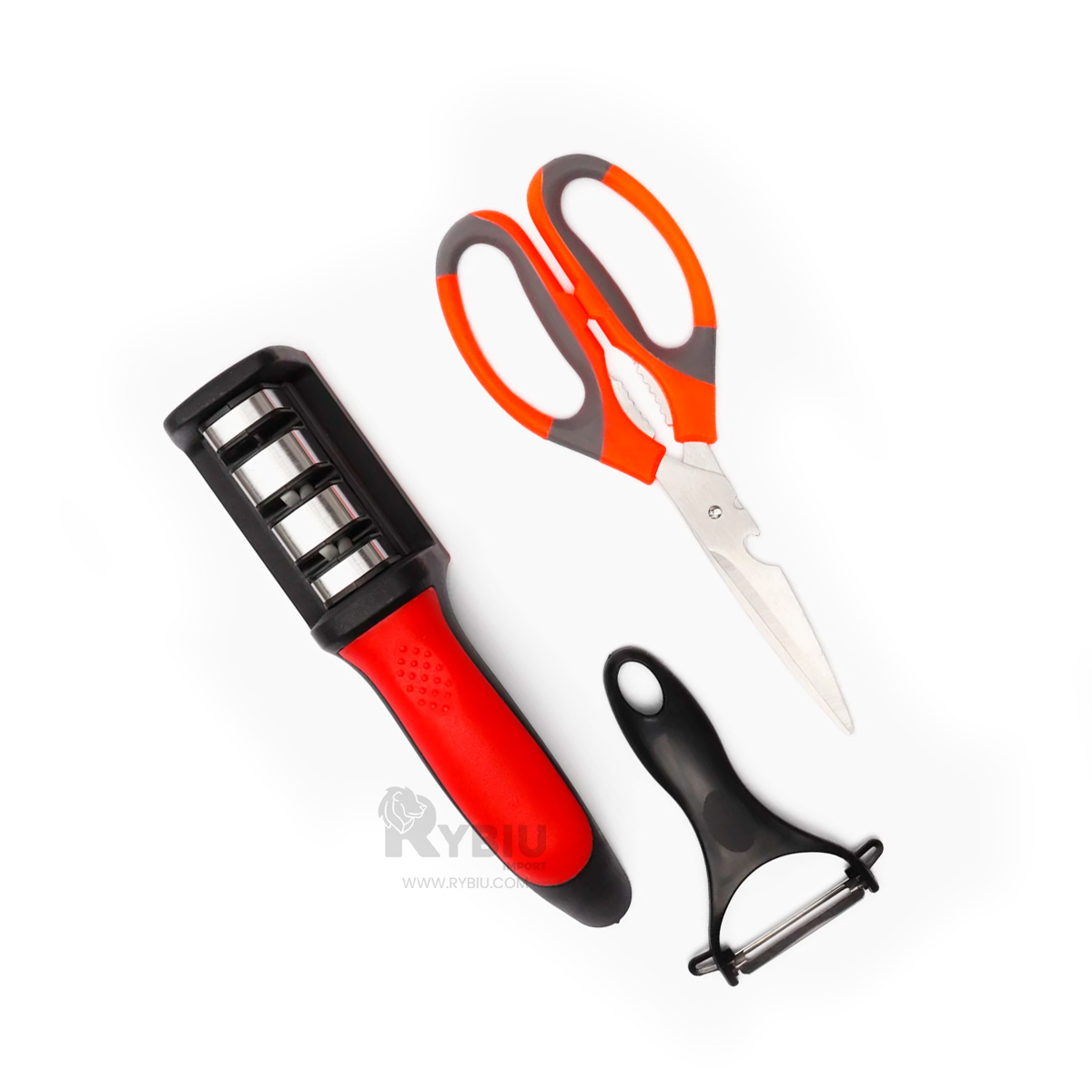 SET ACCESORIOS COCINA RYBIU CO30050 NEGRO AFILADOR DURADERO + PAPEL REGALO - 3