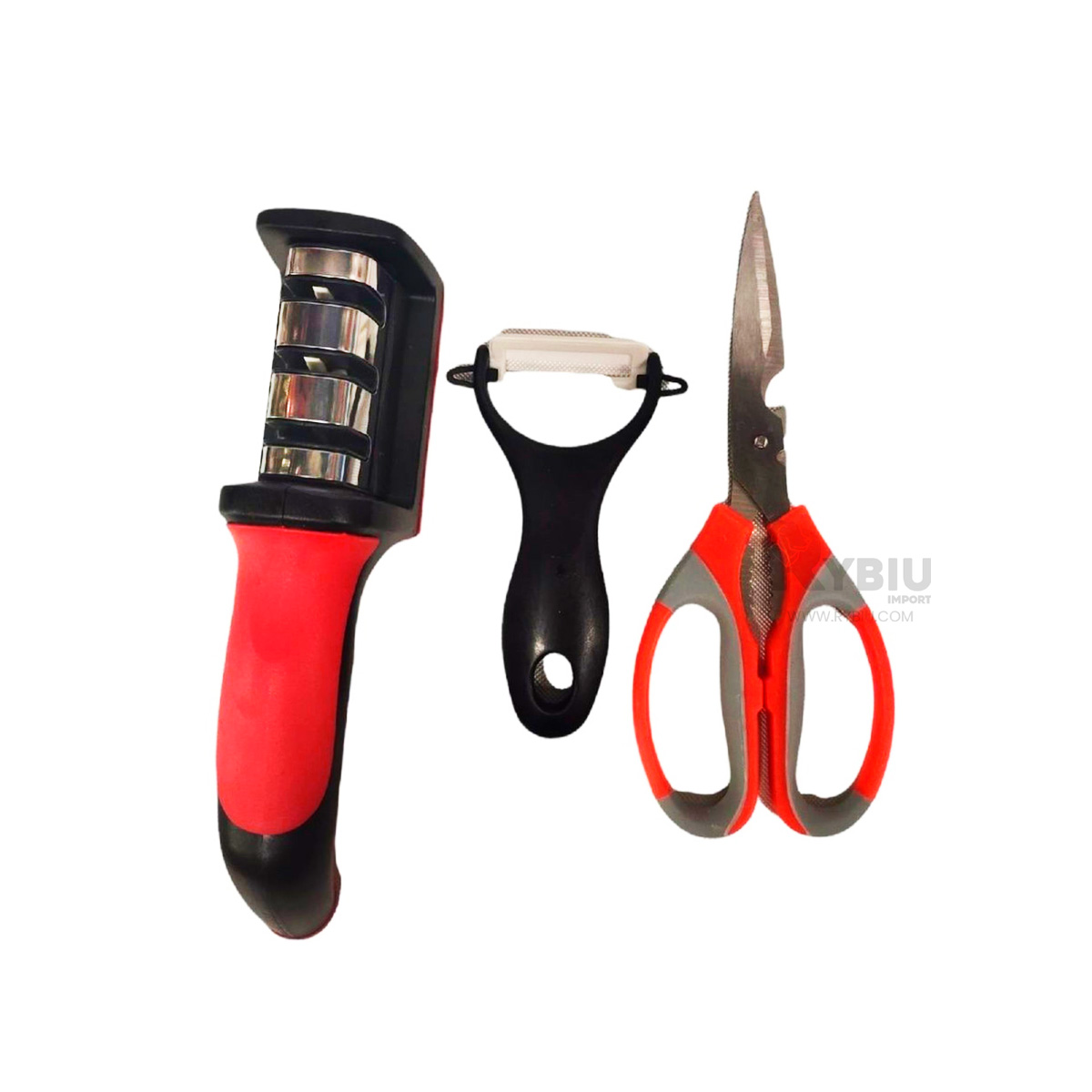 SET ACCESORIOS COCINA RYBIU CO30050 NEGRO AFILADOR DURADERO + PAPEL REGALO - 4