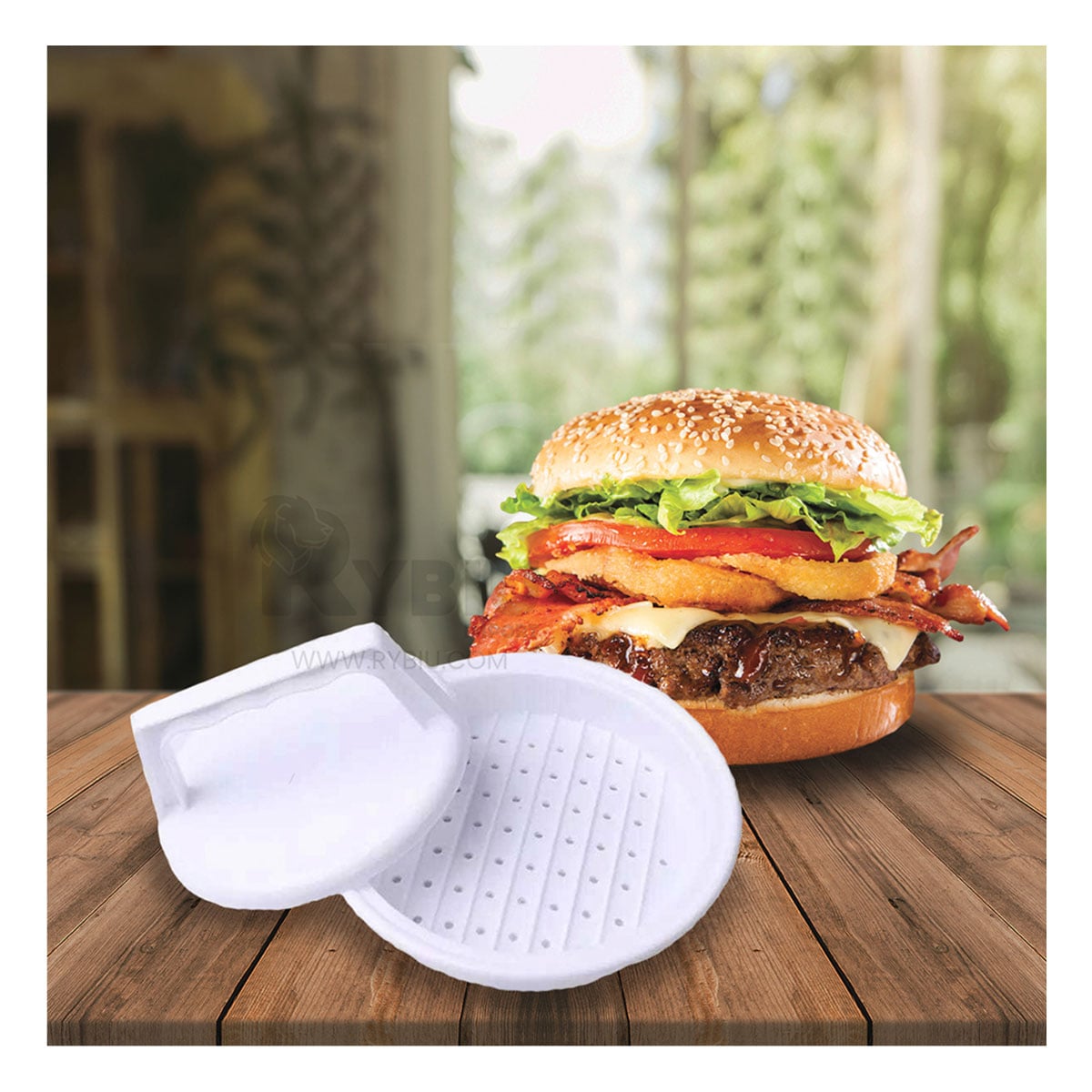 SET MOLDE RYBIU CO30434 BLANCO PRACTICO COCINA 13.1CM + PAPEL REGALO - 3