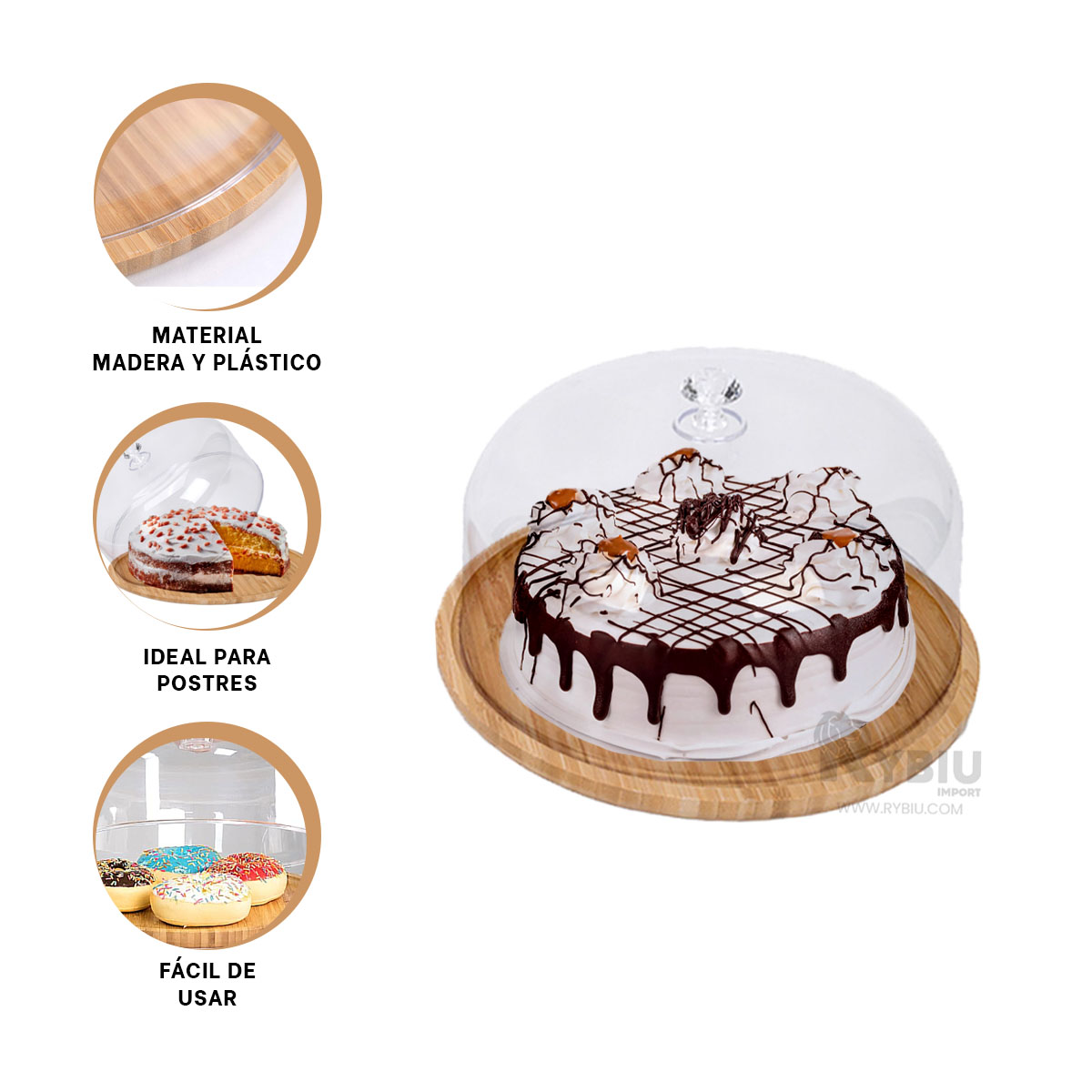 BASE RYBIU CO32298 TRANSPARENTE ALIMENTO 28CM + ENVOLTORIO REGALO - 4