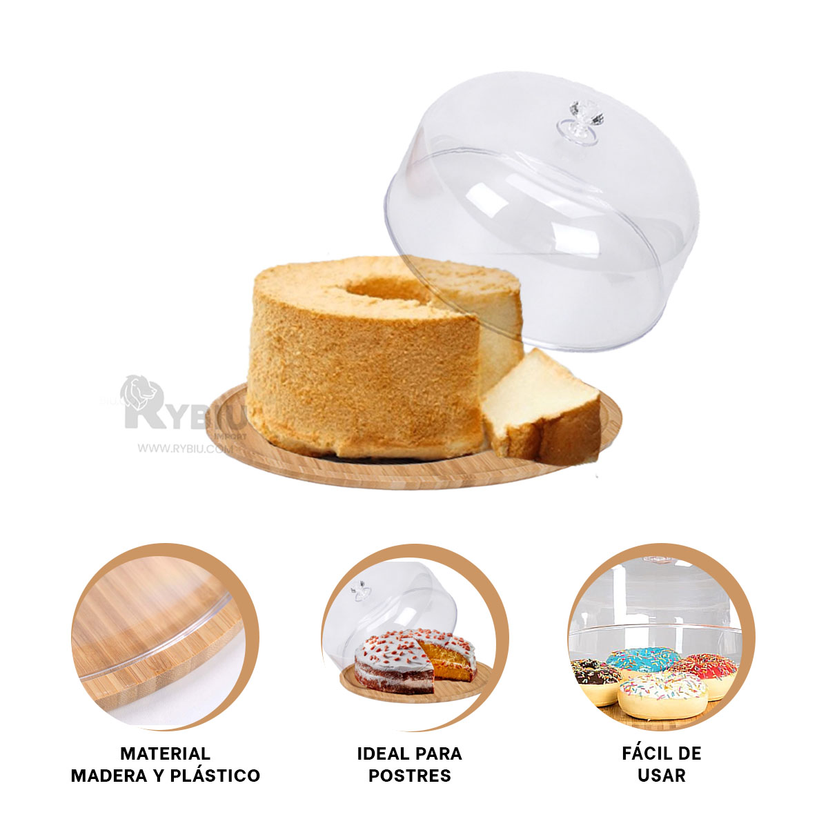 SOPORTE RYBIU CO32298 TRANSPARENTE PORTATIL 28CM + PAPEL REGALO - 4