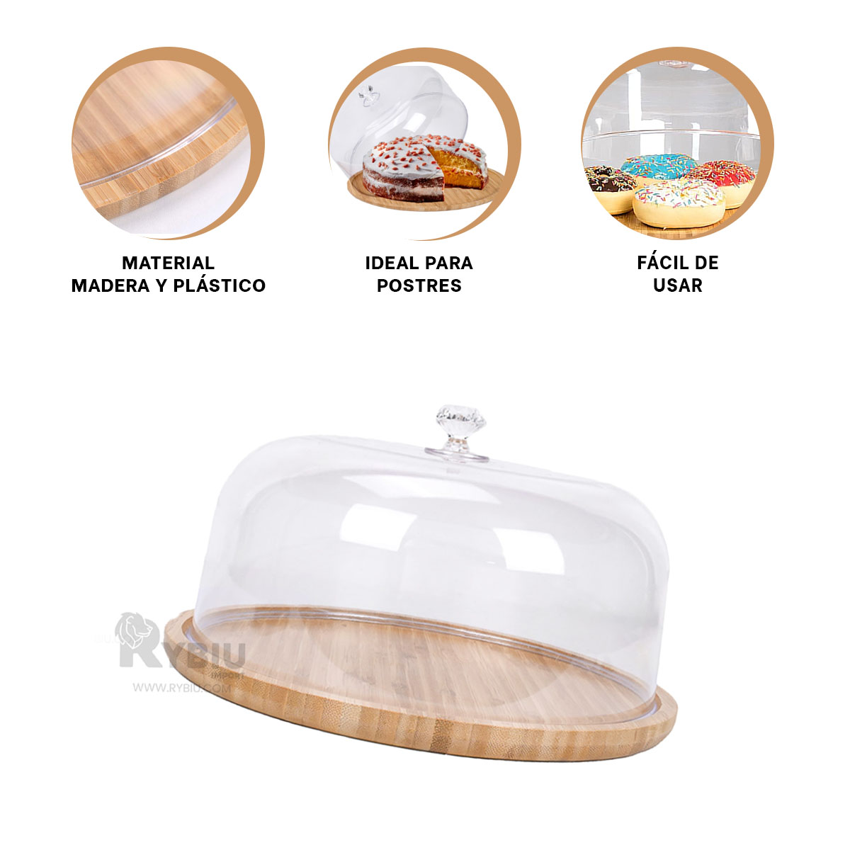 BANDEJA RYBIU CO32298 TRANSPARENTE MODERNA 28CM + BANDERITAS ADHESIVAS - 1