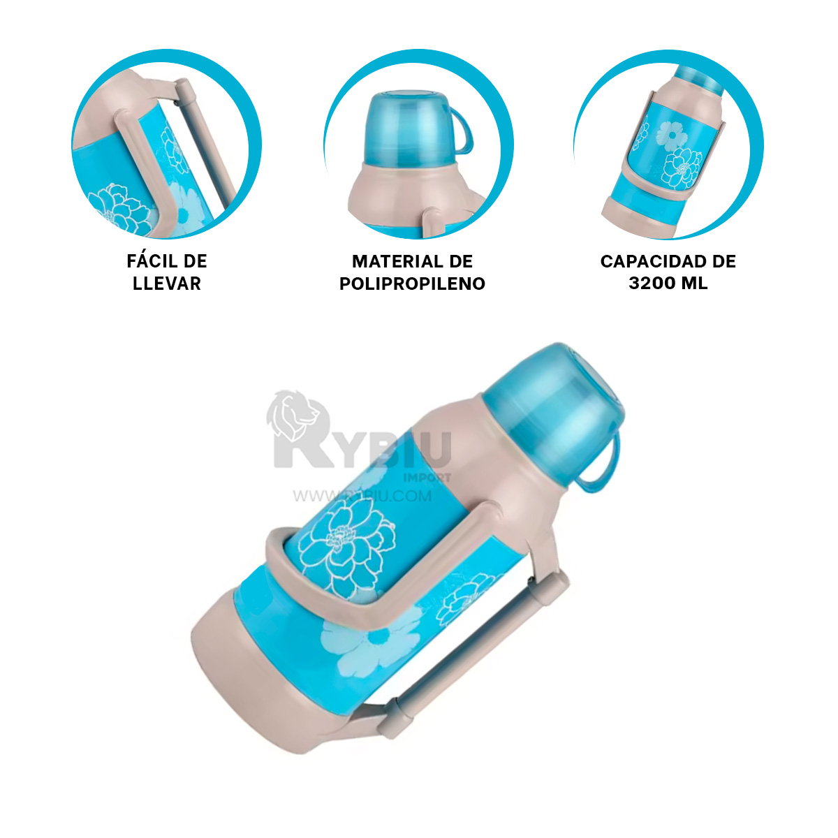 RECIPIENTE TERMAL DE 3200ML CELESTE Y+ENVOLTORIO DE REGALO - 4