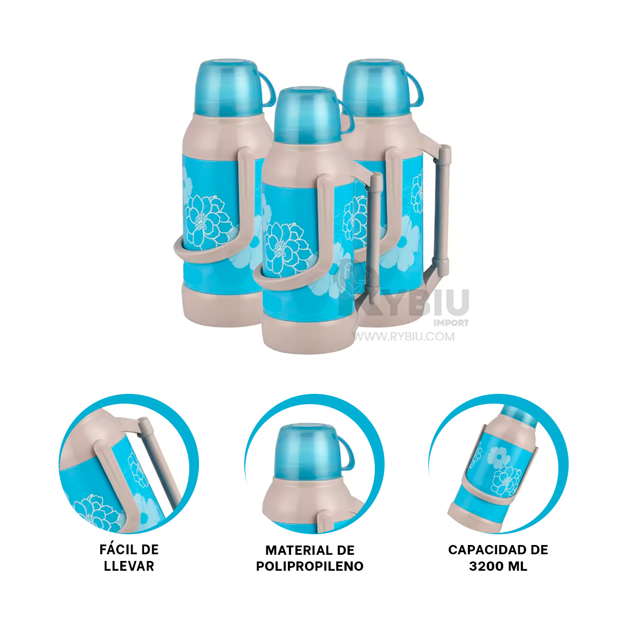TERMA RESISTENTE 3200ML CELESTE Y+REGALO LIGAS PARA PEINAR - 1