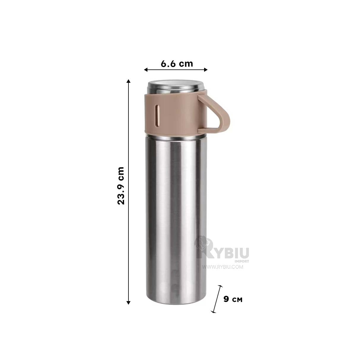 BOTELLA AISLANTE PARA BEBER EN MARRON Y+BANDERITAS ADHESIVAS - 5