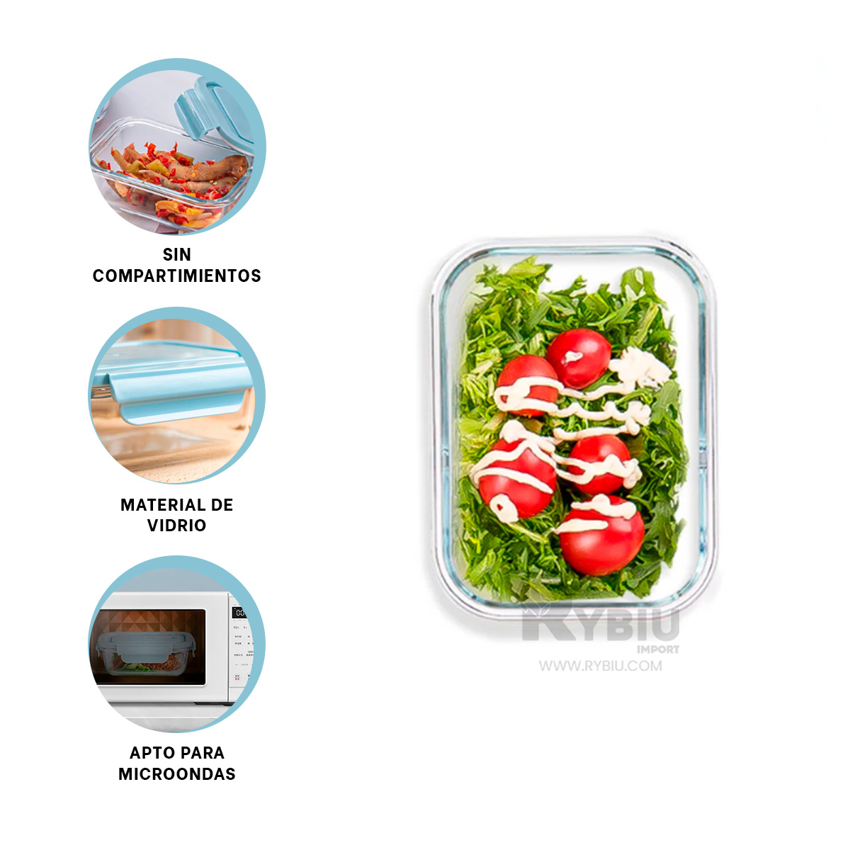 ENVASE DE SELLADO UTIL 1040ML RYBIU CO32520 VIDRIO CELESTE +REGALO AGENDITA - 2