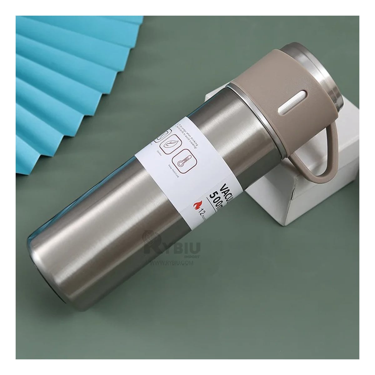 TERMO RYBIU CO30482 ACERO INOXIDABLE VERSÁTIL TAPITAS MARRÓN + PAPEL REGALO - 1