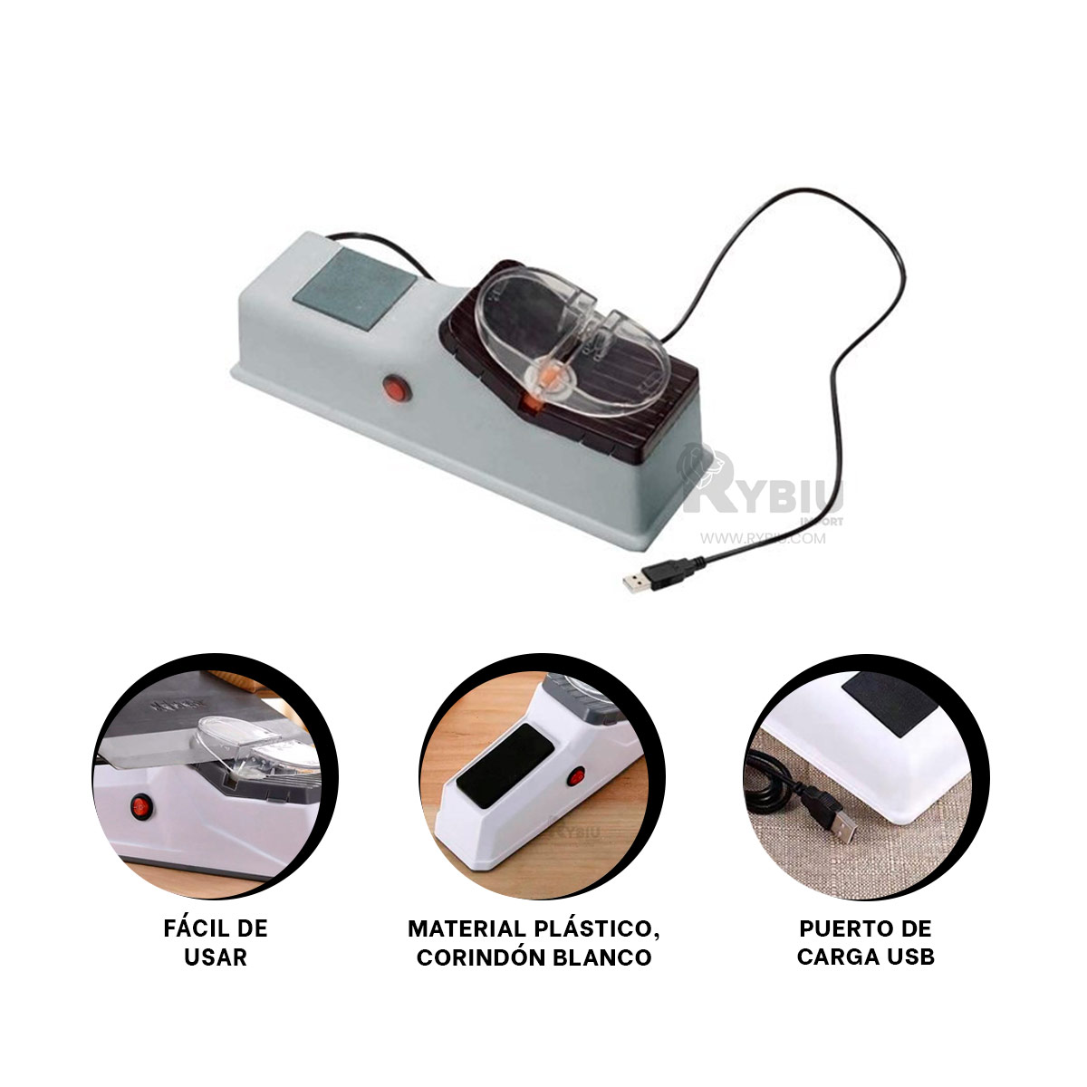AFILADOR RYBIU CO30358 AMOLADOR AUTOMATIZADO COLOR BLANCO + GIFT STICKERS - 2