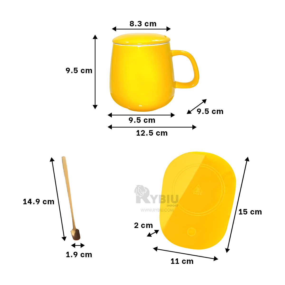 SET RYBIU CO32261 CERAMICADO EN TONO AMARILLO+ PAPEL DE REGALO - 5