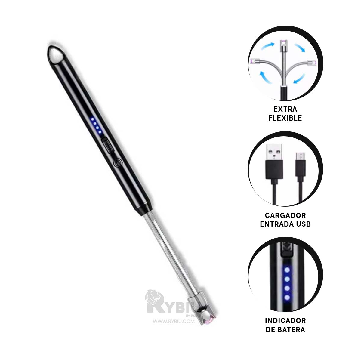CHISPERO EFICIENTE Y LARGO EN NEGRO Y+BANDERITAS ADHESIVAS - 3