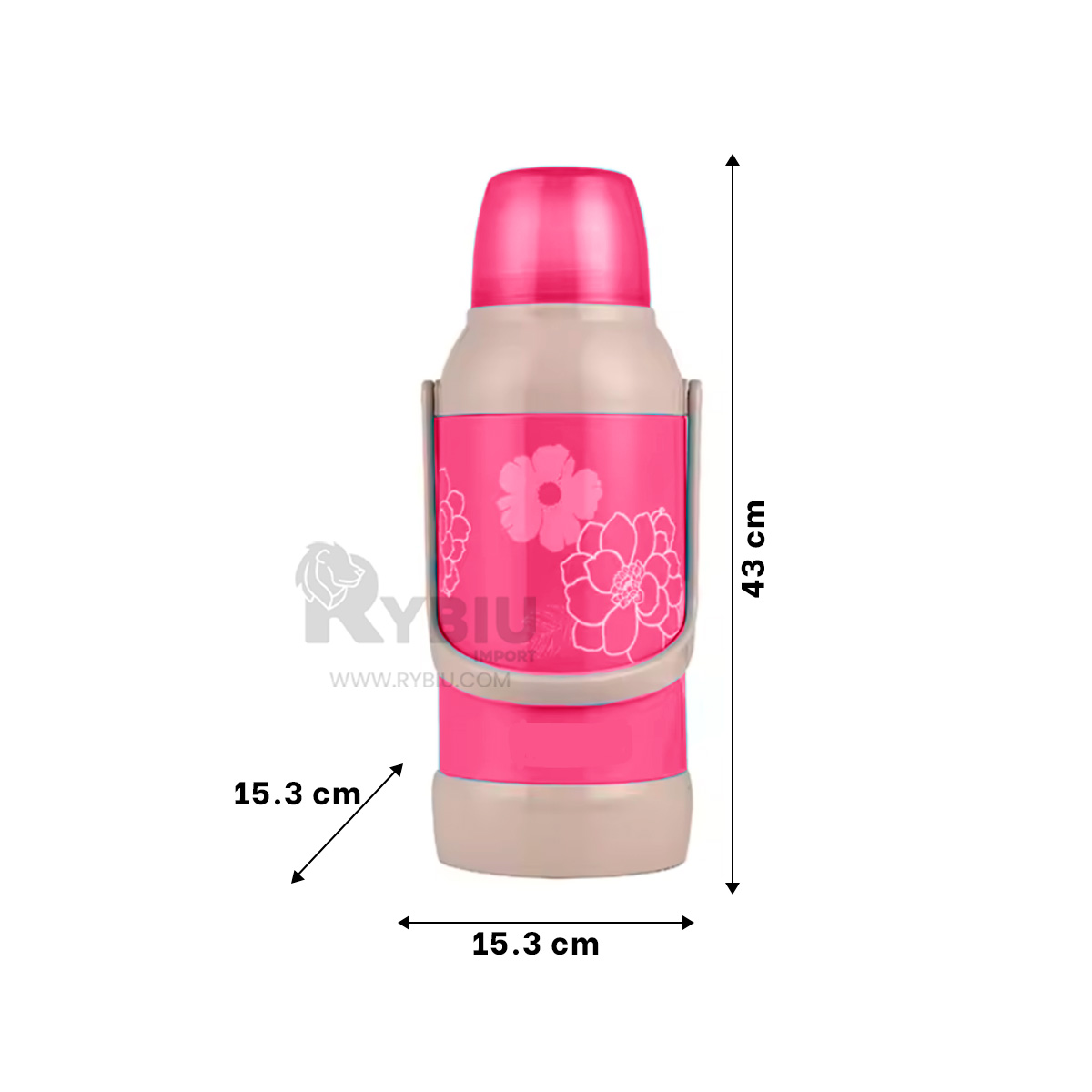 TERMO RYBIU CO32280 ACERO USO HOGAR TONO ROSADO + PAPEL REGALO - 5