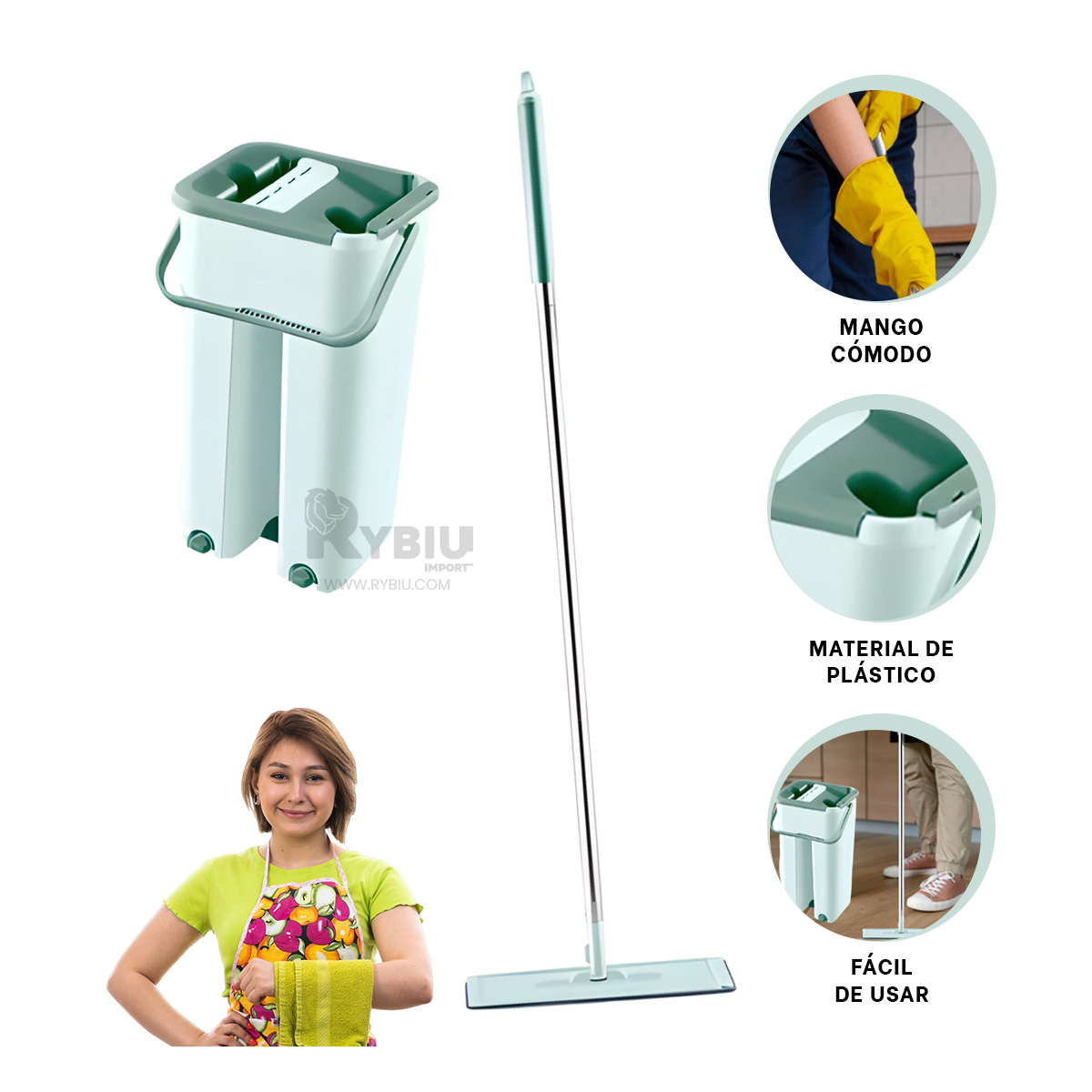 PORTÁTIL RYBIU HO32070 TRAPO LIGERO PISO VERDE + REGALO AGENDITA - 4