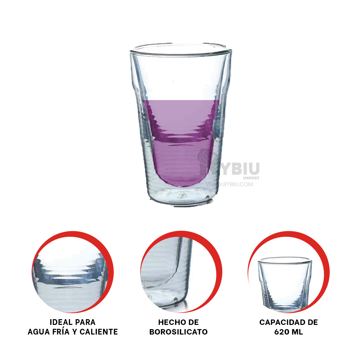 TAZA UTIL SIN ASA RYBIU TRANSPARENTE +BANDERITAS ADHESIVAS - 1