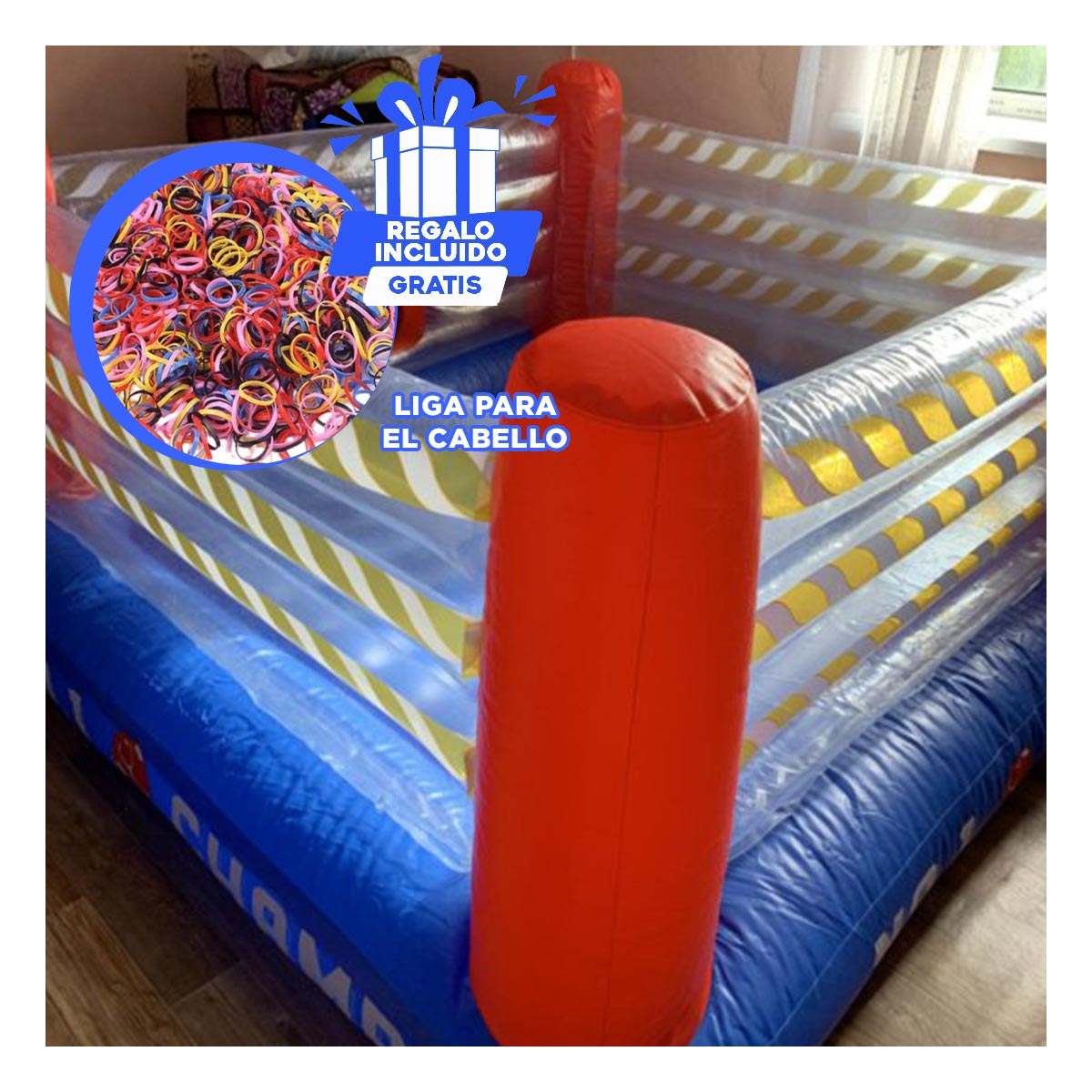 INFLABLE INNOVADOR EN COLOR AZUL Y+REGALO LIGAS PARA PEINAR - 1