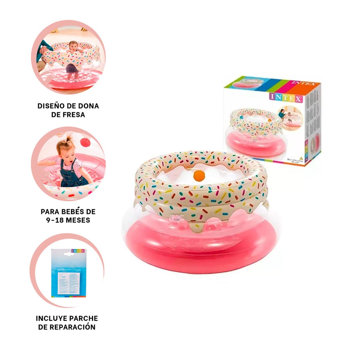 GIMNASIO RYBIU 48476NP ROSADO INFLABLE FRESA + REGALO STICKERS - 3
