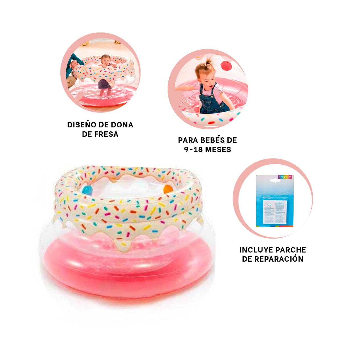 GIMNASIO RYBIU 48476NP ROSADO INFLABLE FRESA + REGALO STICKERS - 4