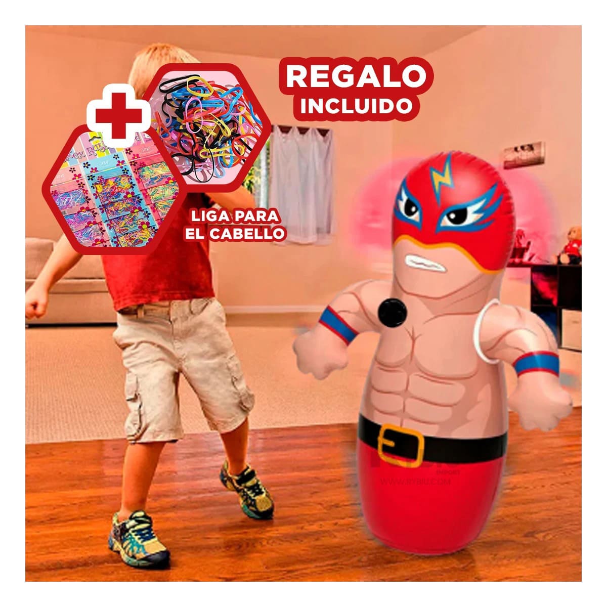 INFLABLE IMPACTANTE DE LUCHADOR EN ROJO Y+REGALO AGENDITA - 2