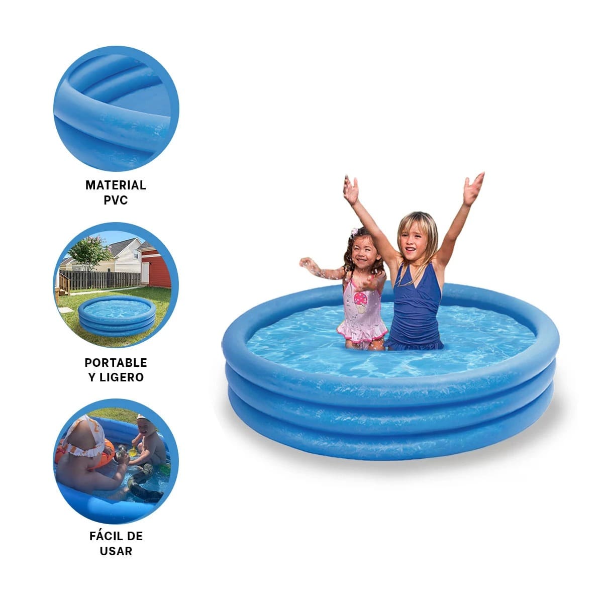 PISCINA REDONDA Y LIGERA EN COLOR AZUL Y+PAPEL DE REGALO - 2