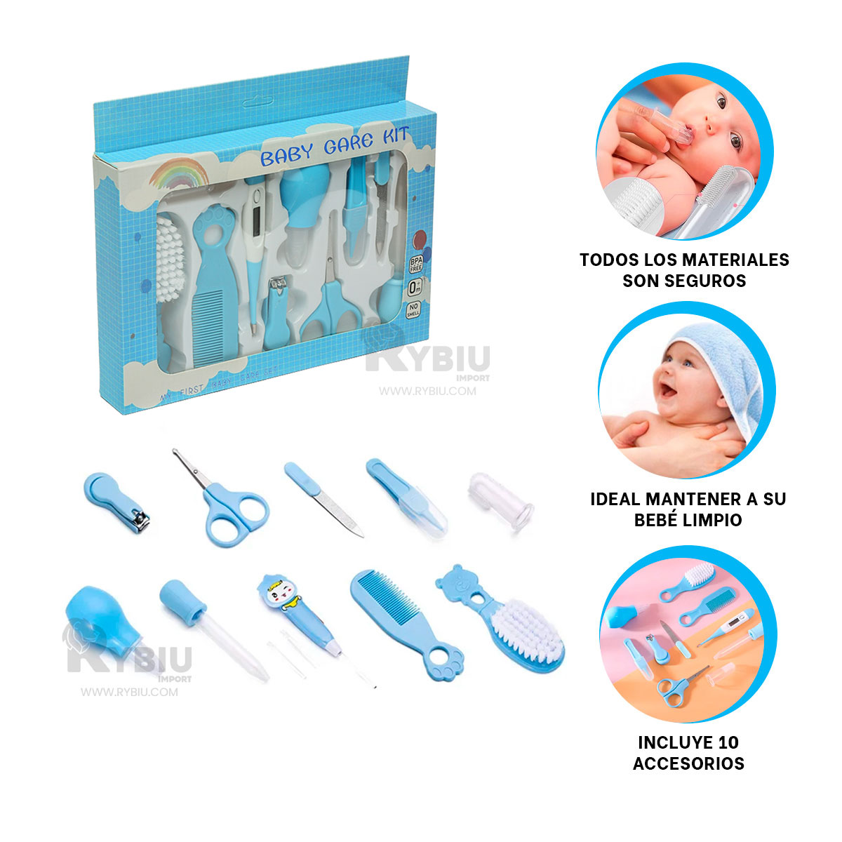 SET RYBIU COMPACTO BEBES AZUL + POST-IT ADHESIVOS - 1