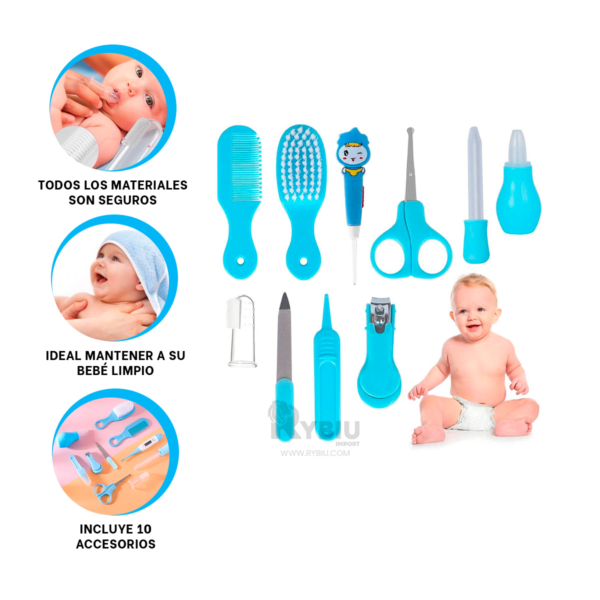 SET RYBIU COMPACTO BEBES AZUL + POST-IT ADHESIVOS - 4