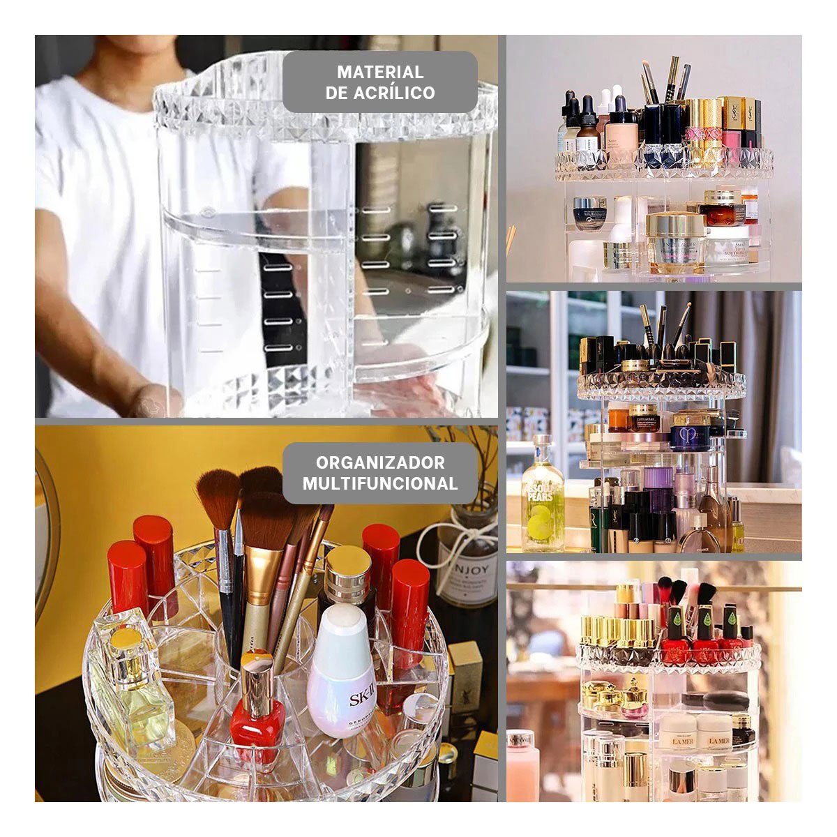 ORGANIZADOR RYBIU BE30156 TRANSPARENTE SOPORTE LABIALES MEDIANO 360° + LIGAS REGALO - 5