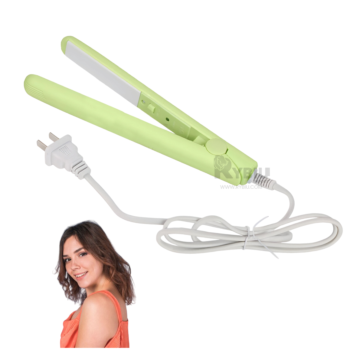 PLANCHADOR DE MELENA RYBIU BE30322 BONITO VERDE + POST-IT ADHESIVOS - 3
