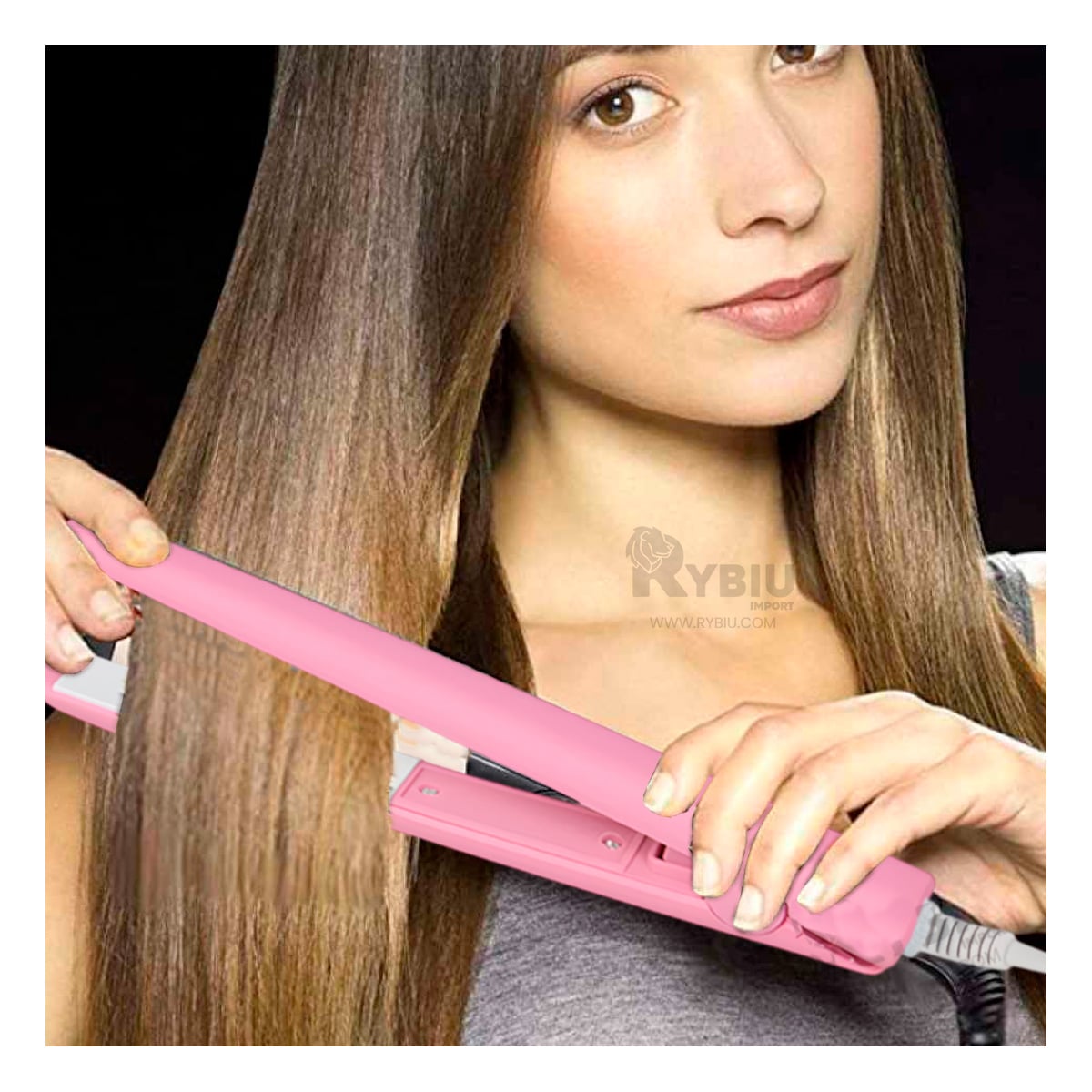 PLANCHADOR DE MELENA RYBIU BE30321 BONITO ROSADO + POST-IT ADHESIVOS - 2
