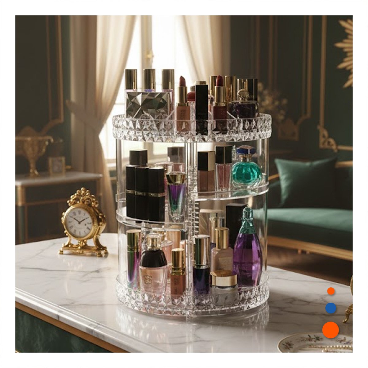 ORGANIZADOR RYBIU BE30333 TRANSPARENTE SOPORTE LABIALES GRANDE 360° + LIGAS REGALO - 1