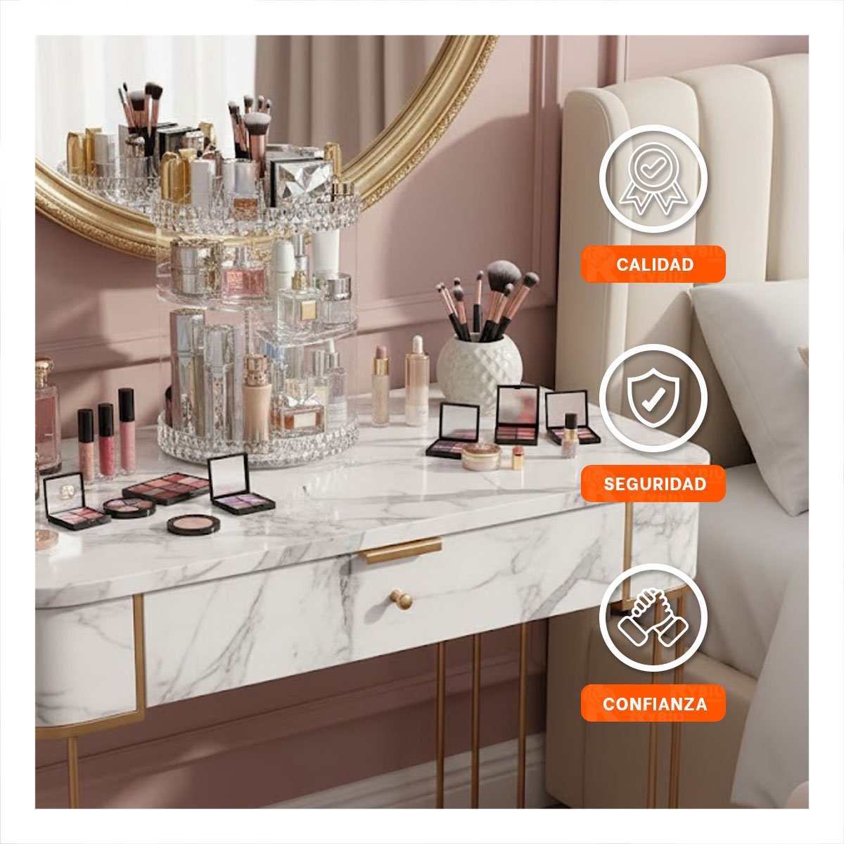 ORGANIZADOR RYBIU BE30333 TRANSPARENTE SOPORTE LABIALES GRANDE 360° + LIGAS REGALO - 2
