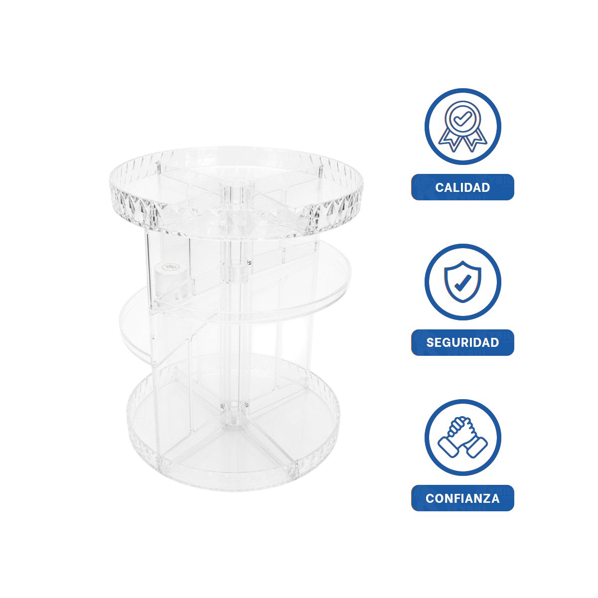ORGANIZADOR RYBIU BE30333 TRANSPARENTE SOPORTE LABIALES GRANDE 360° + LIGAS REGALO - 3