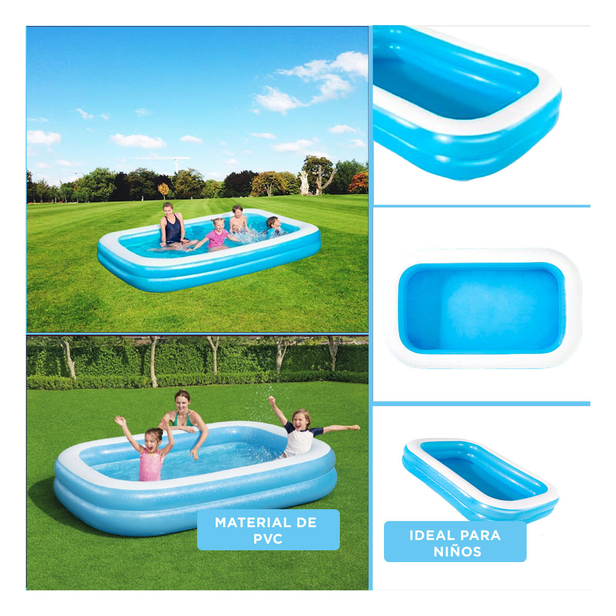 ALBERCA LIGERA Y TRANSPORTABLE EN COLOR AZUL Y+GIFT STICKERS - 2