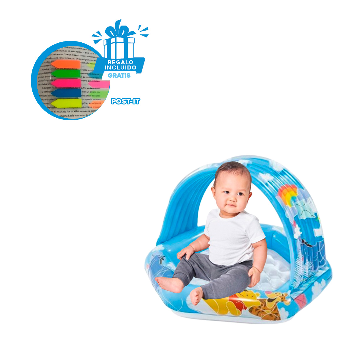 PILETA PARA RELAJACION WINNIE POOH Y+BANDERITAS ADHESIVAS - 1