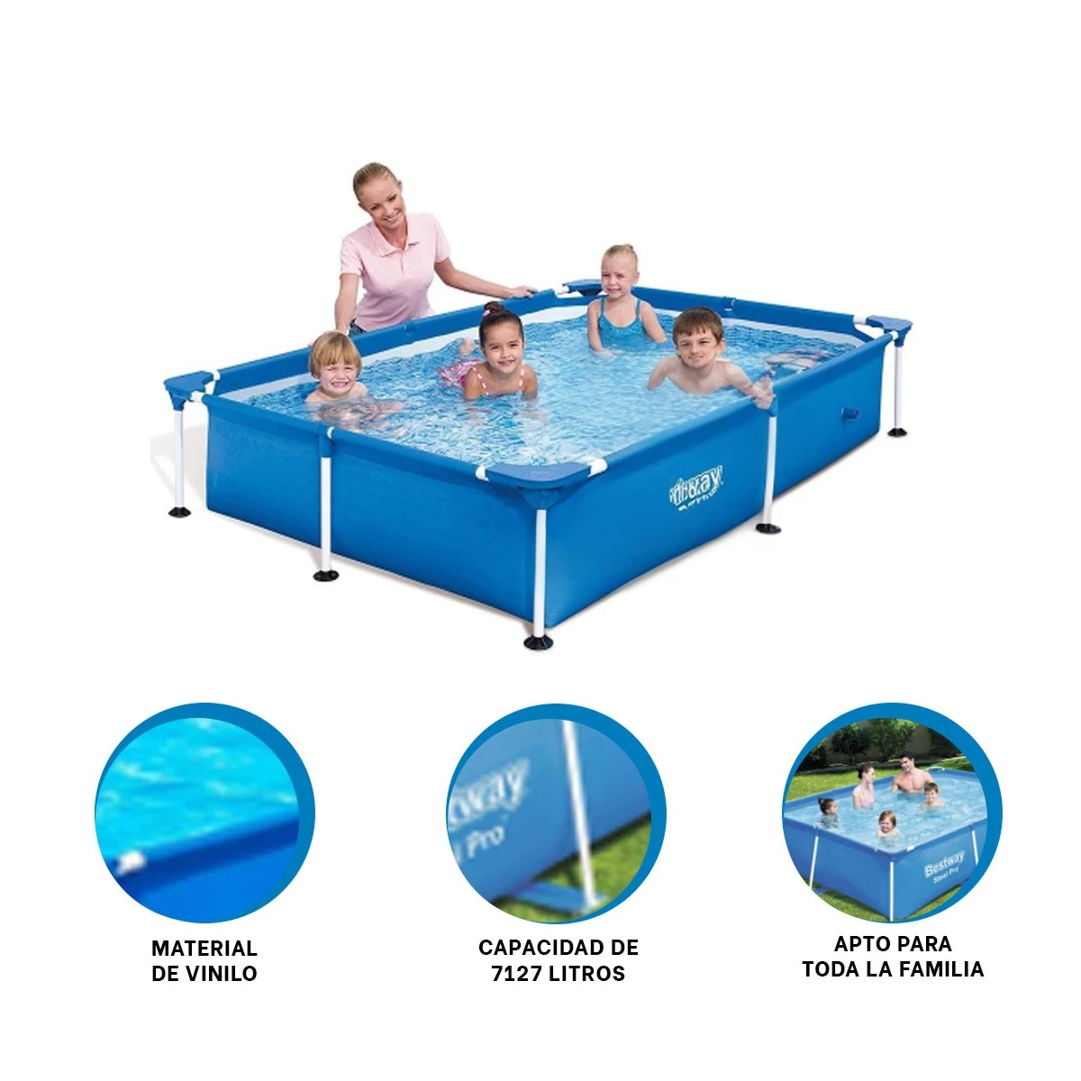 PILETA RECTANGULAR PARAJUEGOS Y+BANDERITAS ADHESIVAS - 1