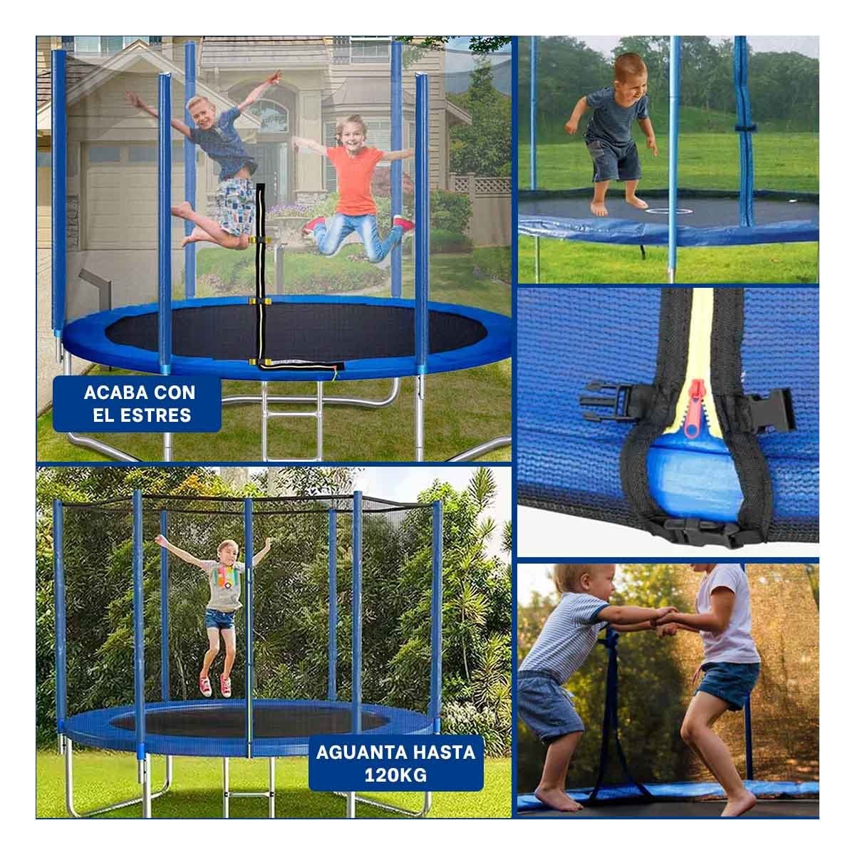 TRAMPOLIN INFANTIL 244X220CM DE BASE ESTABLE PARA SALTOS MUY SEGUROS Y+LIGAS REGALO - 5