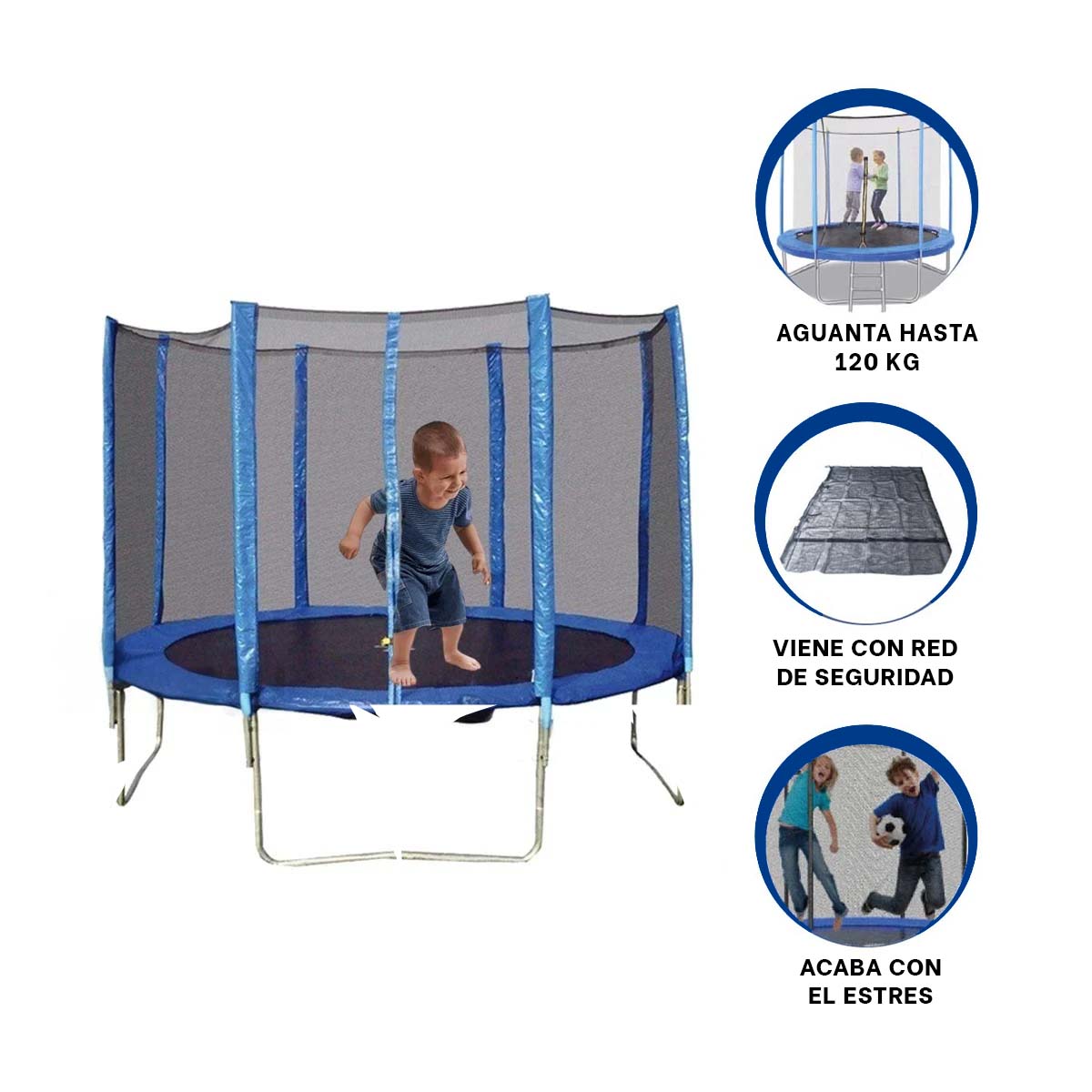 TRAMPOLIN MODERNIZADO PARA NIÑO EN AZUL Y+REGALO STICKERS - 2