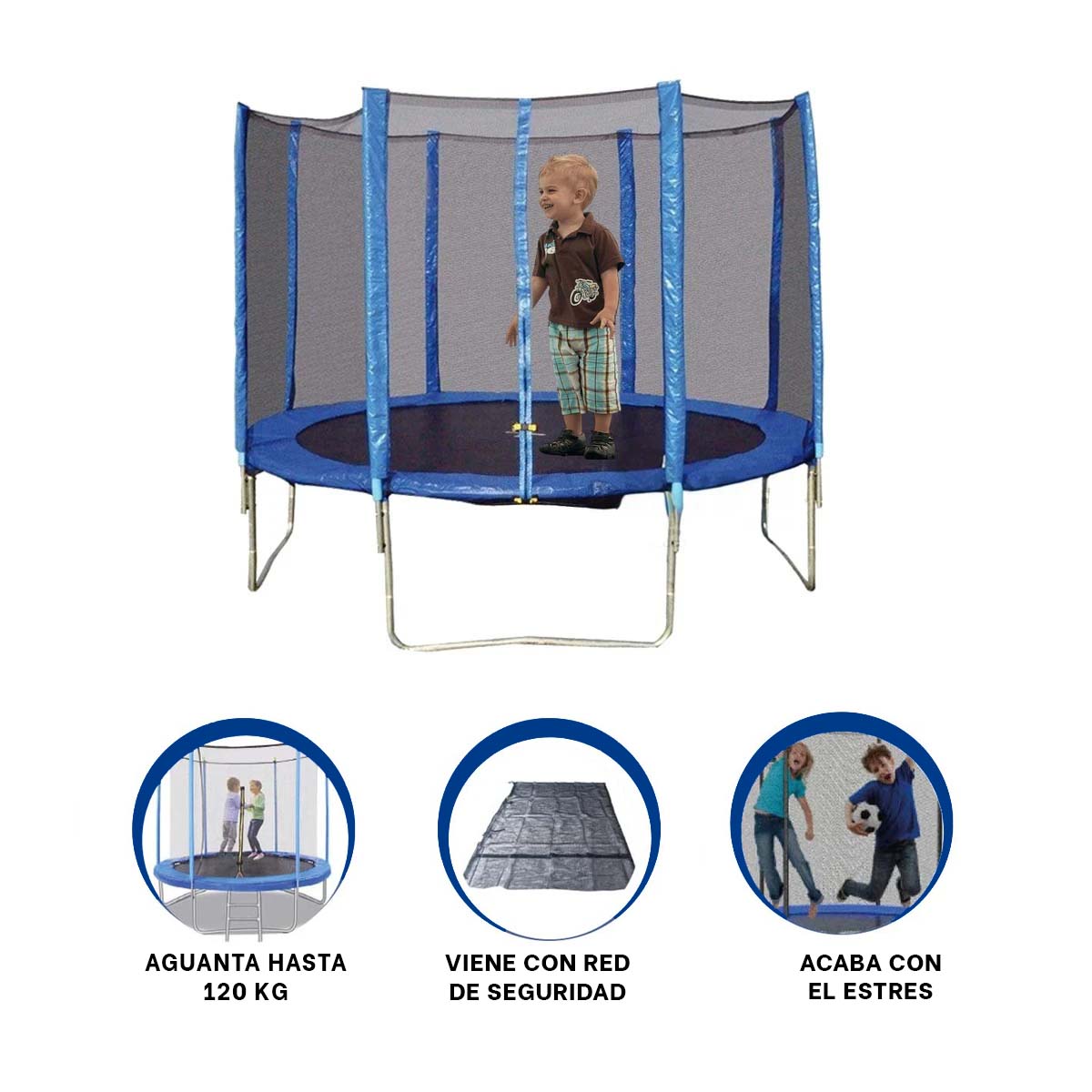TRAMPOLIN MODERNIZADO PARA NIÑO EN AZUL Y+REGALO STICKERS - 3
