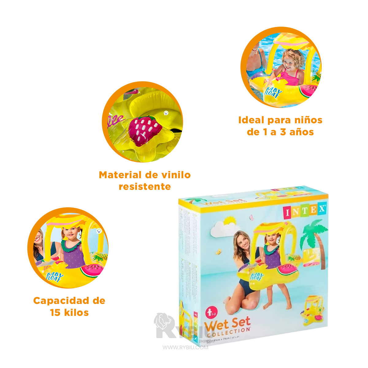 FLOTADOR INFANTIL EN COLOR AMARILLO Y+PAPEL DE REGALO - 4